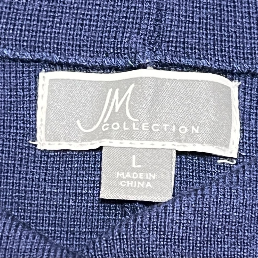JM Collection Navy Blue Wrap Front Brooch Cardigan, Size Large - Picture 2 of 12